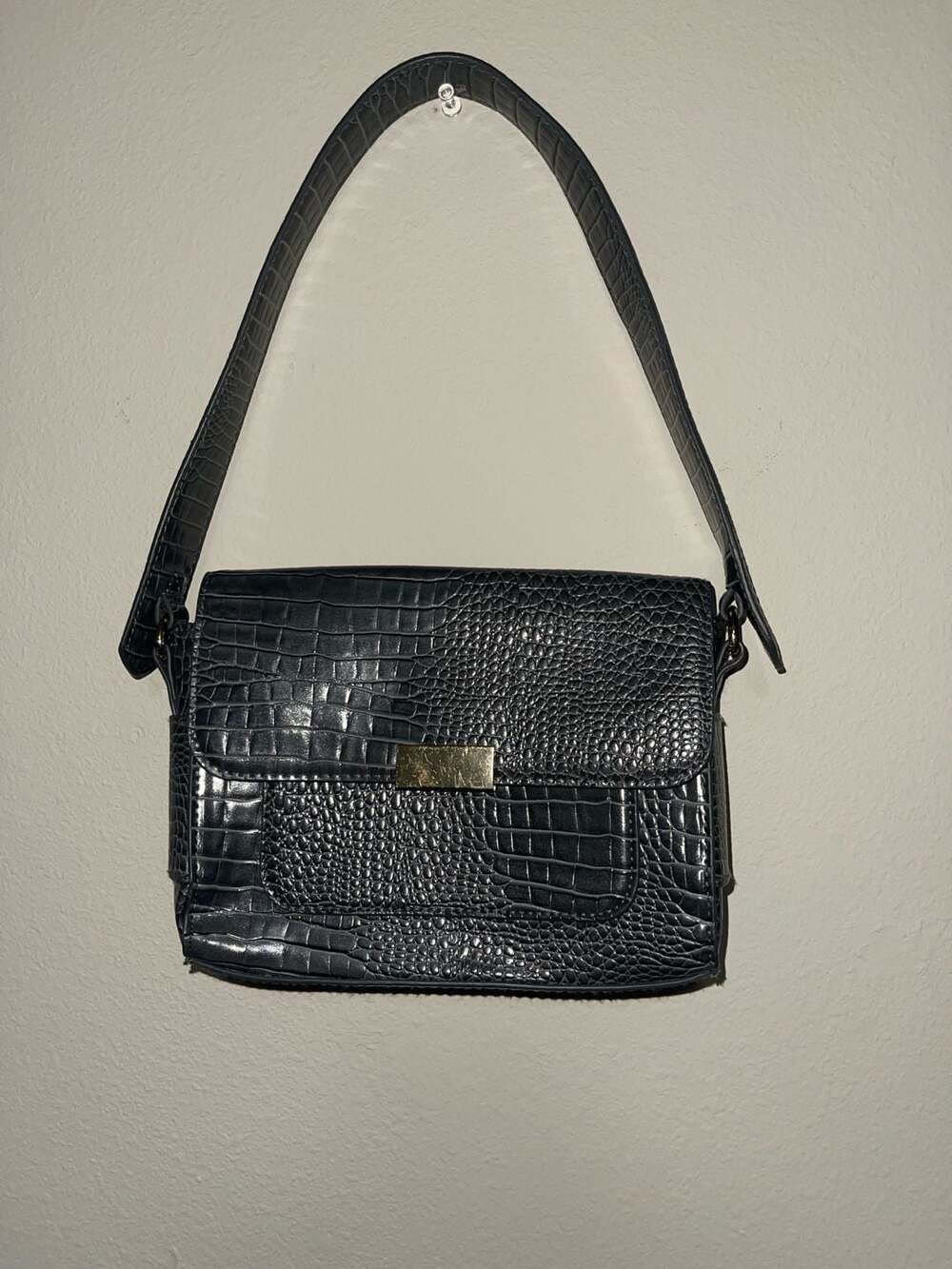 A New Day Black Crocodile Embossed Shoulder Bag